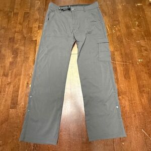 Prana Stretch Zion Pants Mens 33x30 Gray Cargo Hiking Technical M4ST30116